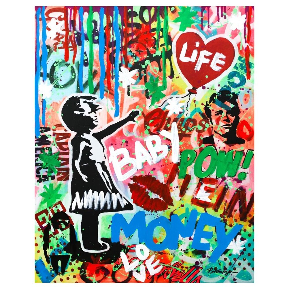 The Balloon by Nastya Rovenskaya Mixed Media on Canvas Hand Signed by the Artist